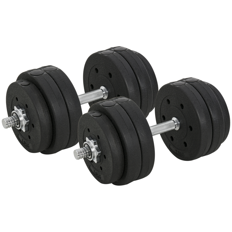 HOMCOM Kurzhantel Set 30KG Hantelset mit Hantelscheiben für Zuhause & Fitnessstudio, Stahl PU Schwarz, ideal für Krafttraining Aosom.de – Bild 1 von 2