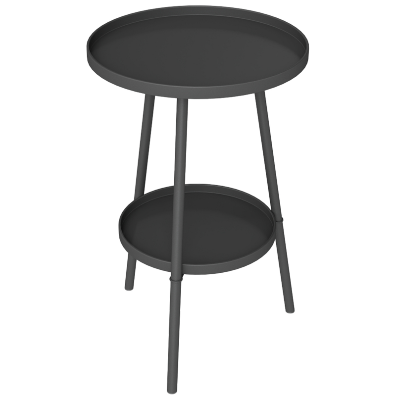 Outsunny Beistelltisch Garten Zweistufig Gartentisch mit erhöhten Kanten runder Balkontisch, Kaffeetisch 30kg belastbar, Ø32 x 51H cm Sofatisch für Outdoor Indoor Balkon Terrasse Büro Schwarz Aosom – Bild 1 von 2