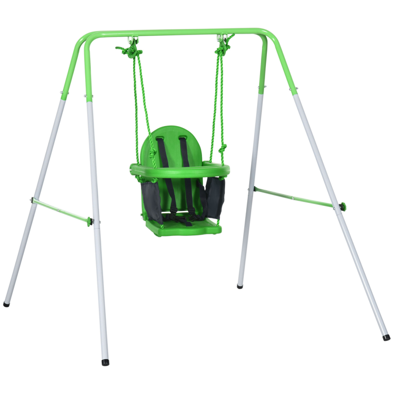 Outsunny Babyschaukel Kleinkinderschaukel Gartenschaukel mit Sicherheitsbügel & Anschnallgurt für 6-36 Monate 122 x 146 x 122 cm in Grün Aosom.de – Bild 1 von 2