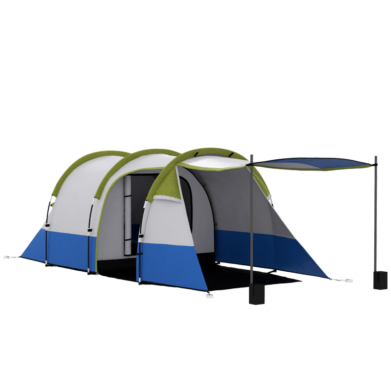 Outsunny Campingzelt, Tunnelzelt für 3 Personen, mit Lichthaken, Vorzelt, 2 Räumen, Winddicht Familienzelt mit Tragetasche, 2000mm Wasserabweisend Pop Up Zelt für Camping, Garten, Grün Aosom – Bild 1 von 2