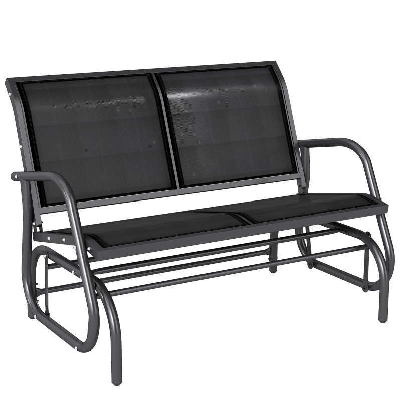 Outsunny Schaukelstuhl 2-Sitzer Gartenbank Gartenschaukel Sitzbank Parkbank Metall Gartenmöbel Schwarz 120 x 70 x 88 cm Aosom – Bild 1 von 2