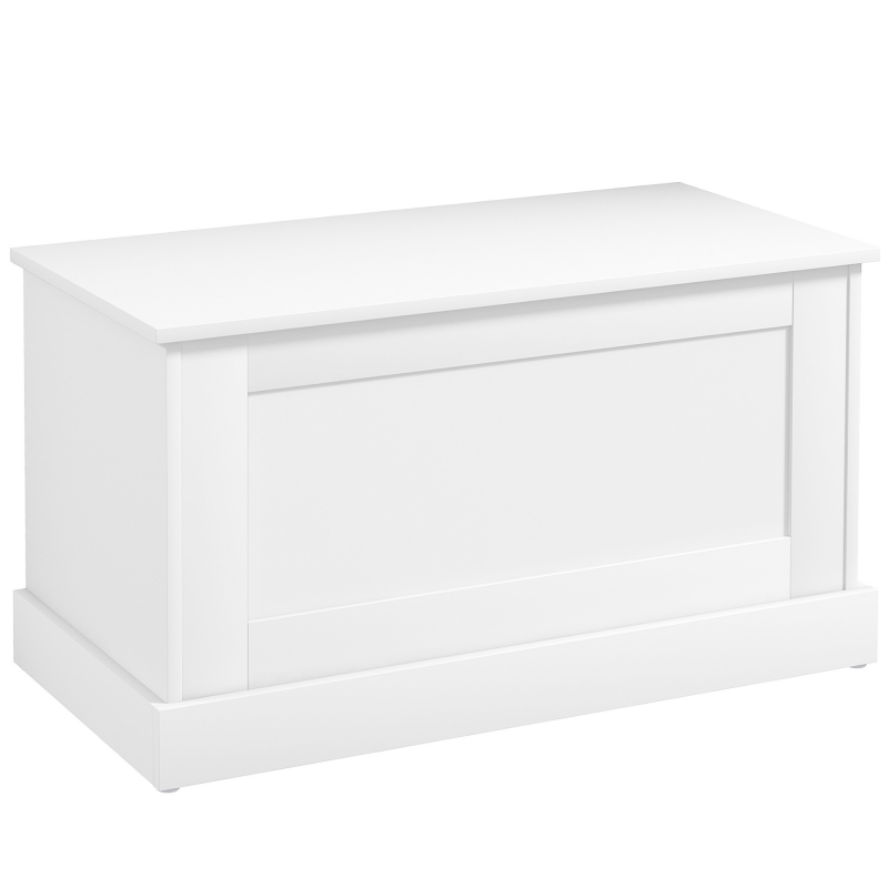 HOMCOM Aufbewahrungsbox, Holz-Spielzeugtruhe mit Sicherheits-Schanier, für Wohnzimmer, Flur, 80 x 40 x 45 cm, Weiß Aosom – Bild 1 von 2