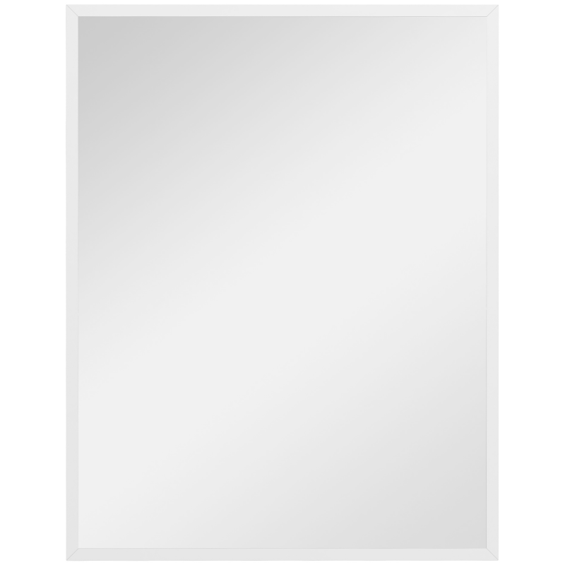 HOMCOM Rechteckiger Wandspiegel 70 x 90 cm, weißer Holzrahmen, ideal für Badezimmer, Wohnzimmer oder Schlafzimmer Aosom – Bild 1 von 2