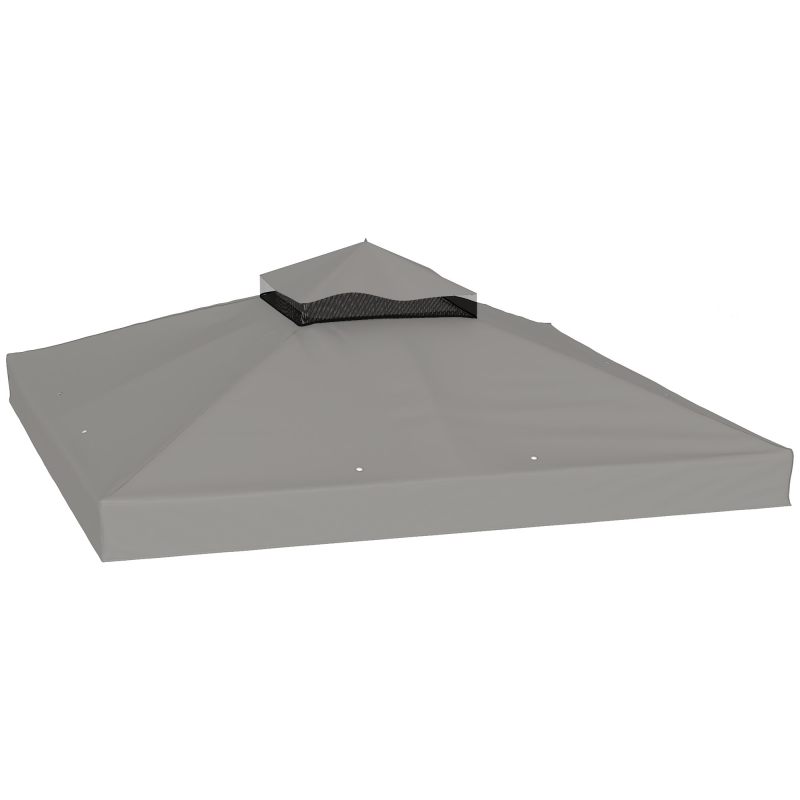 Outsunny Bespannung für Pavillon 3 x 3 m Ersatzdach, zweistufiger Schutz mit wasserabweisender PVC-Beschichtung, 370 g/m², UPF30+, Ablauflöcher, grau Aosom – Bild 1 von 2
