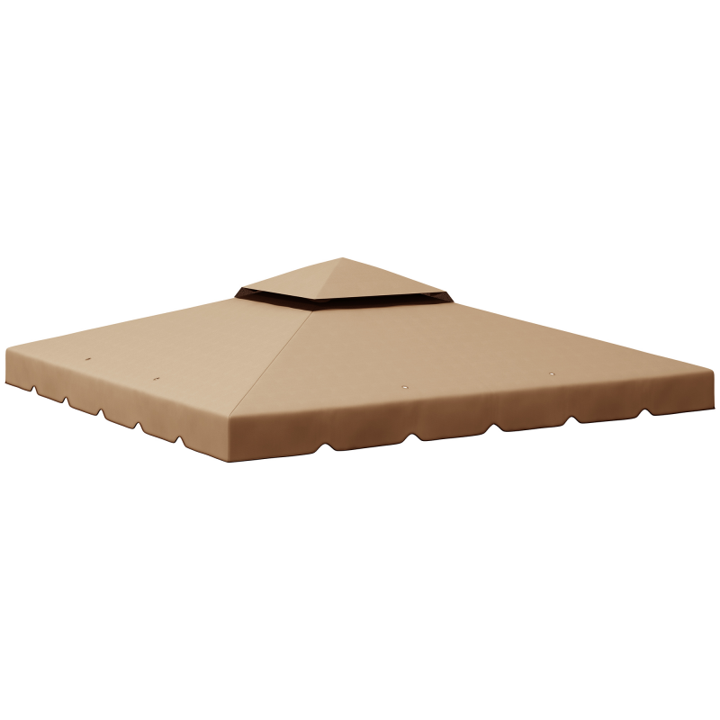 Outsunny Ersatzdach für Pavillon 3x3 m, 2-lagig, Garten, Pavillon-Plane 3x3 wasserabweisendes Polyester 170 g/m² mit 8 Ablauflöchern, Nur Abdeckung, Kaki Aosom – Bild 1 von 2