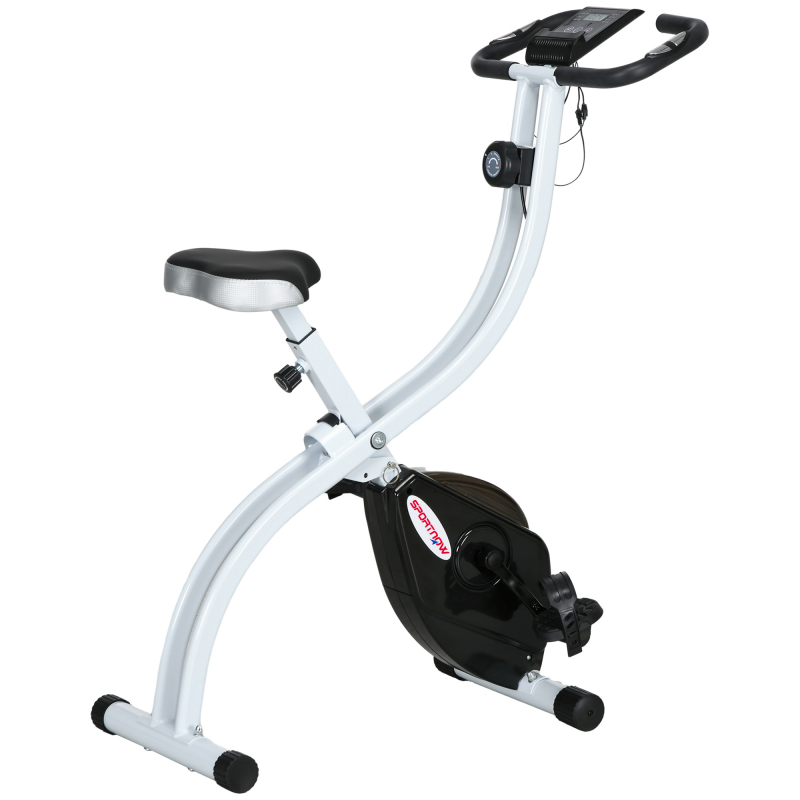 SPORTNOW Klappbarer magnetischer Heimtrainer mit 8 Widerstandsstufen und LCD-Monitor, verstellbarer Sitz, Tablet-Halter, Rollen, Pulssensor, aus Stahl, Schwarz Aosom – Bild 1 von 2