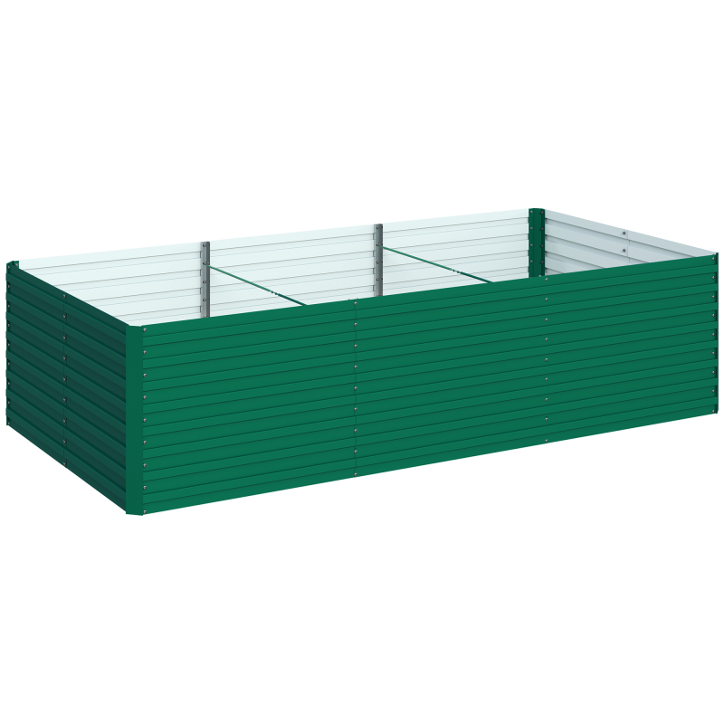 Outsunny Pflanzkasten für den Außenbereich, verzinktes Hochbeet, rechteckiges Garten-Hochbeet mit Sicherheitskante und offenem Boden, für Blumen und Gemüse, 240 x 120 x 60 cm, grün Aosom – Bild 1 von 2
