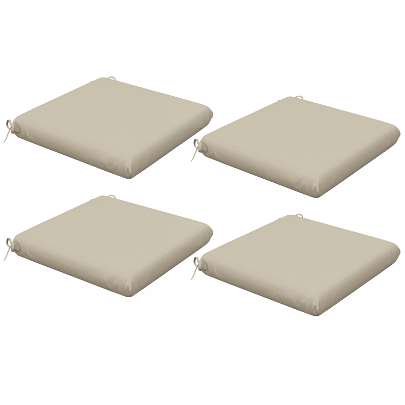 Outsunny 4er-Set Stuhlkissen, Sitzauflagen 47 x 47 cm, dicke Polsterung, farbbeständig, beige Aosom – Bild 1 von 2