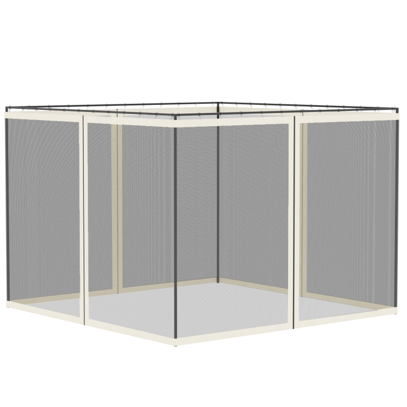 Outsunny Moskitonetze für Pavillon, Partyzelt, Gartenpavillon 3 x 3 m - Set von 4 Reißverschluss-Moskitonetzen + Befestigungshaken - Polyester Nylon - schwarz und weiß Aosom – Bild 1 von 2