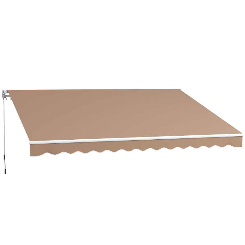Outsunny Markise 3,5x2,5 m mit Aufrollarm, außenliegende Kurbelmarkise aus Aluminium und Polyestergewebe, für Tür und Fenster, 280 g/m², UV30+, Braun Aosom – Bild 1 von 2