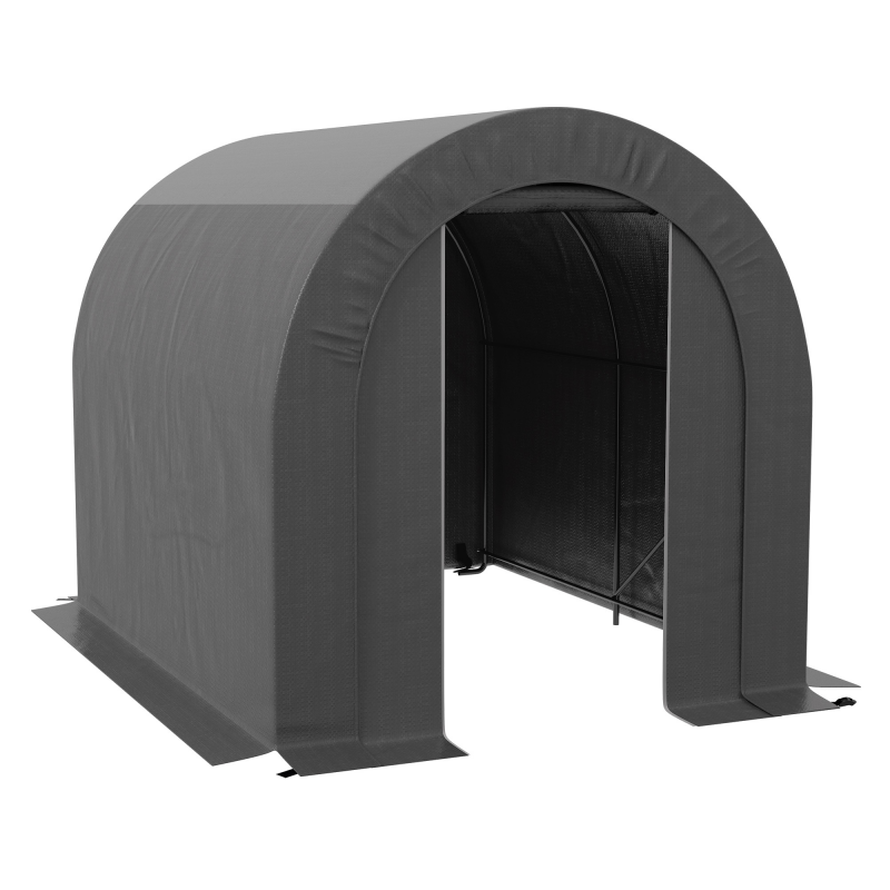 Outsunny Garten-Aufbewahrungszelt Außen-Aufbewahrung Fahrradgarage PE-Plane verzinkter Metallrahmen 2,4 x 1,8 x 1,9 m dunkelgrau Aosom – Bild 1 von 2