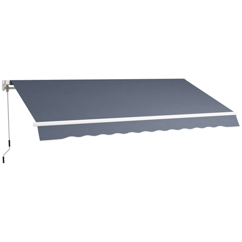 Outsunny Markise 3.6x2.5 m mit aufrollbarem Arm, Kurbelmarkise aus Aluminium und Polyestergewebe, UV-Schutz, für Garten, Balkon, Türen, Fenster, Dunkelgrau Aosom – Bild 1 von 2