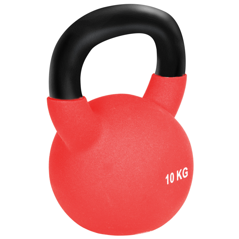 HOMCOM Kettlebell 10 kg aus Metall, Trainingsgewicht mit rutschfestem Griff und flachem Boden, Kettlebell für Fitness & Krafttraining zu Hause und im Studio, rot und schwarz Aosom – Bild 1 von 2