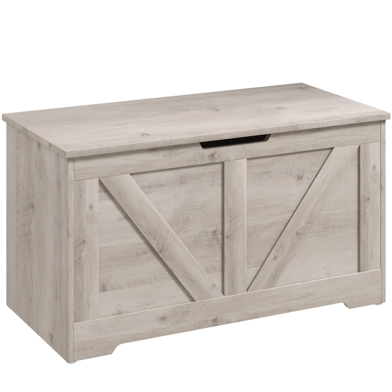 HOMCOM Aufbewahrungs-Truhe für Schlafzimmer 100 L Aufbewahrungsbank mit Deckel Sicherheitsscharniere für Flur Wohnzimmer 80x40x45 cm Grau Aosom – Bild 1 von 2