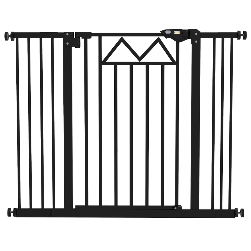 PawHut Hundegitter mit 4 verstellbaren Schrauben und Klebestreifen, Hundegitter aus Metall und Kunststoff, 74-100x76 cm, Schwarz Aosom – Bild 1 von 2