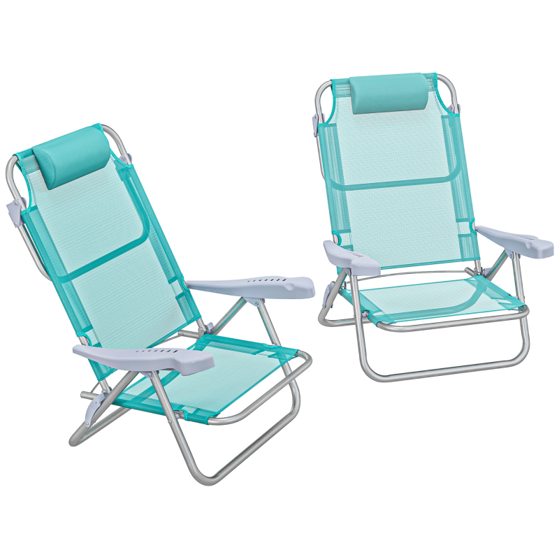 Outsunny 2er Set Campingstühle klappbar Campingstuhl mit 6-fach verstellbarer Netzrückenlehne Kopfstütze Faltstuhl faltbar Anglerstuhl Outdoor Anglersessel bis 120 kg Gartenstuhl für Garten Strand Aosom – Bild 1 von 2