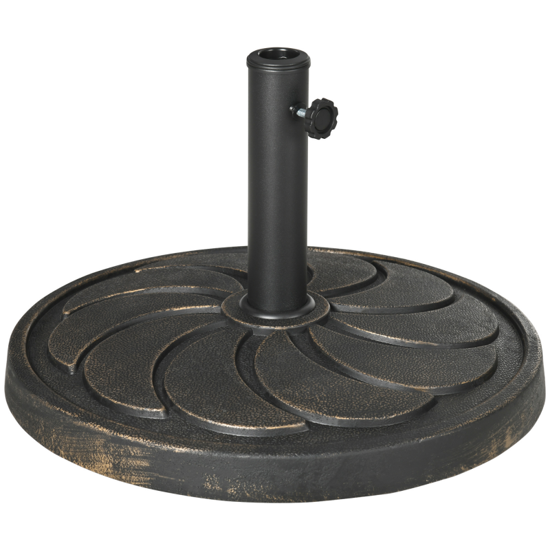 Outsunny Sonnenschirmständer 18 kg für Ø38/48 mm Schirmstange, runder Gartenschirmständer aus Kunstharz in Bronze Aosom.de – Bild 1 von 2