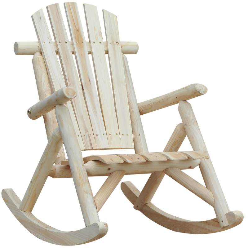 Outsunny Schaukelstuhl Schwingsessel Schaukel Gartenstuhl Relaxstuhl Tannenholz Natur Aosom – Bild 1 von 2