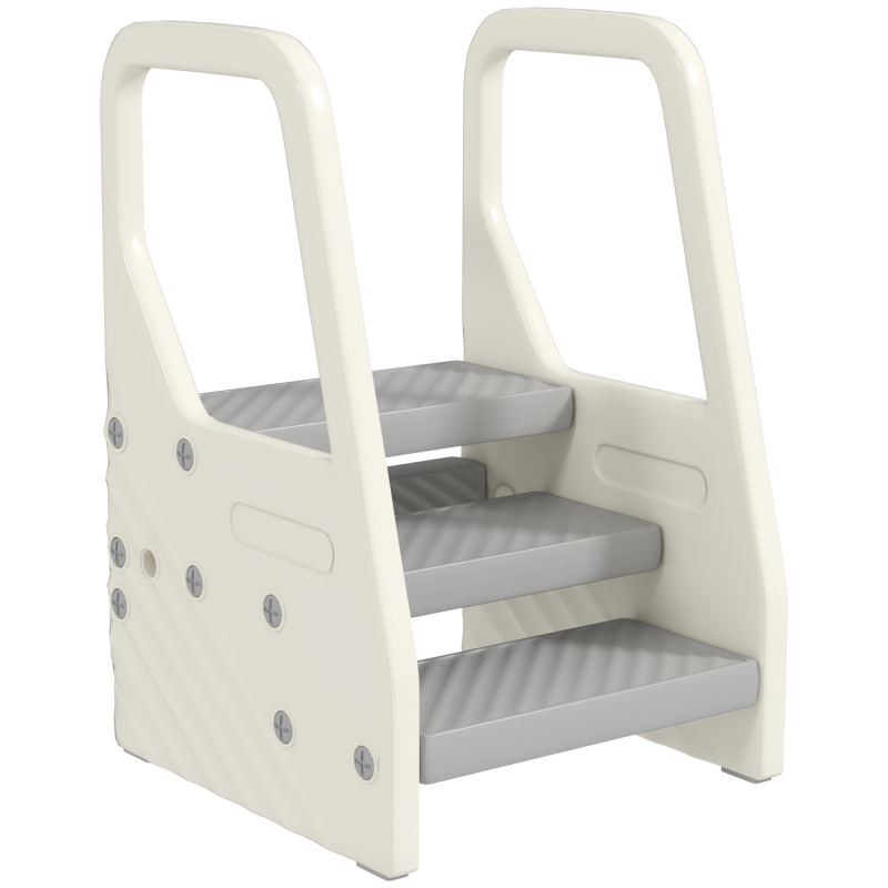 AIYAPLAY Tritthocker mit 3 Stufen, Kinderhocker Bad höhenverstellbar, Klohocker mit Anti-Rutsch, Badhocker für Kinder 2-5 Jahre, bis 30 kg belastbar, für Bad, Küche, Kinderzimmer, Grau Aosom – Bild 1 von 2