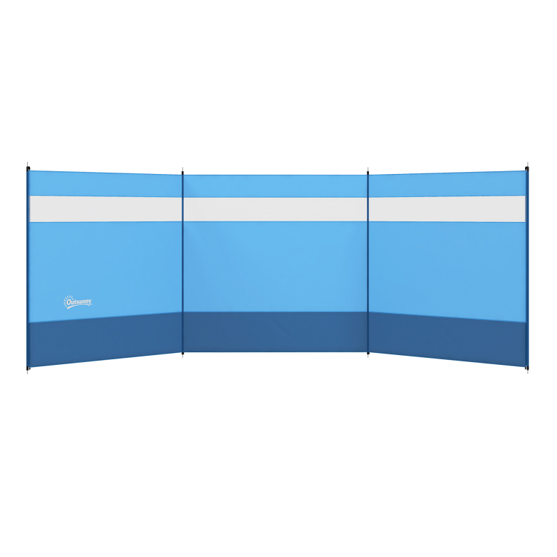 Outsunny Windschutz faltbar Camping Sichtschutz mit Lichtquellenfenster Heringen Seilen Windfang Zaun Strandwindschutz Strandschutz für Camping Garten, Strand, Terrasse 440 x 140 cm Blau Aosom – Bild 1 von 2