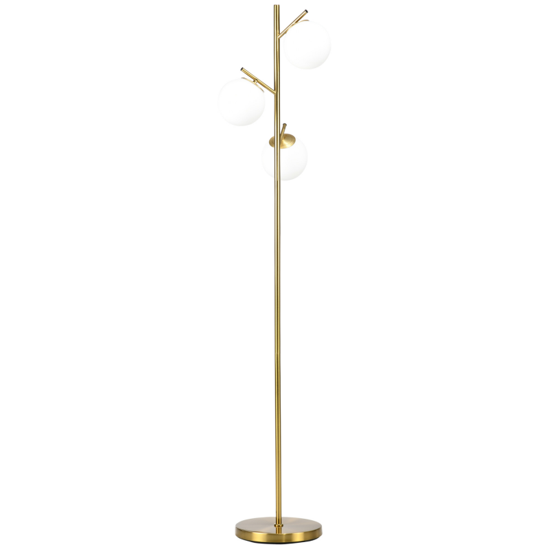 HOMCOM Stehleuchte 40W Standlampe mit E27 Fassung & 3 Glas-Lampenschirmen, für Wohnzimmer, 169 cm Höhe Aosom – Bild 1 von 2