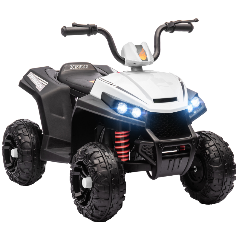 AIYAPLAY Elektro Quad für Kinder 12V Kinderquad mit 4-Rad-Federung, MP3-Musikplayer, Kinderfahrzeug mit Scheinwerfer, Vorwärts- und Rückwärtsgang, für 3-5 Jahre Kinder, 5 km/h, Metall, Weiß Aosom – Bild 1 von 2