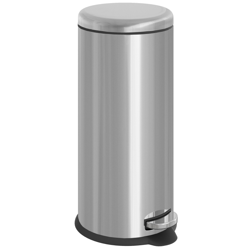 HOMCOM Treteimer 30L Edelstahl Pedal-Mülleimer mit Inneneimer Klappdeckel hygienisch und silber für Küche und Badezimmer Aosom.de – Bild 1 von 2