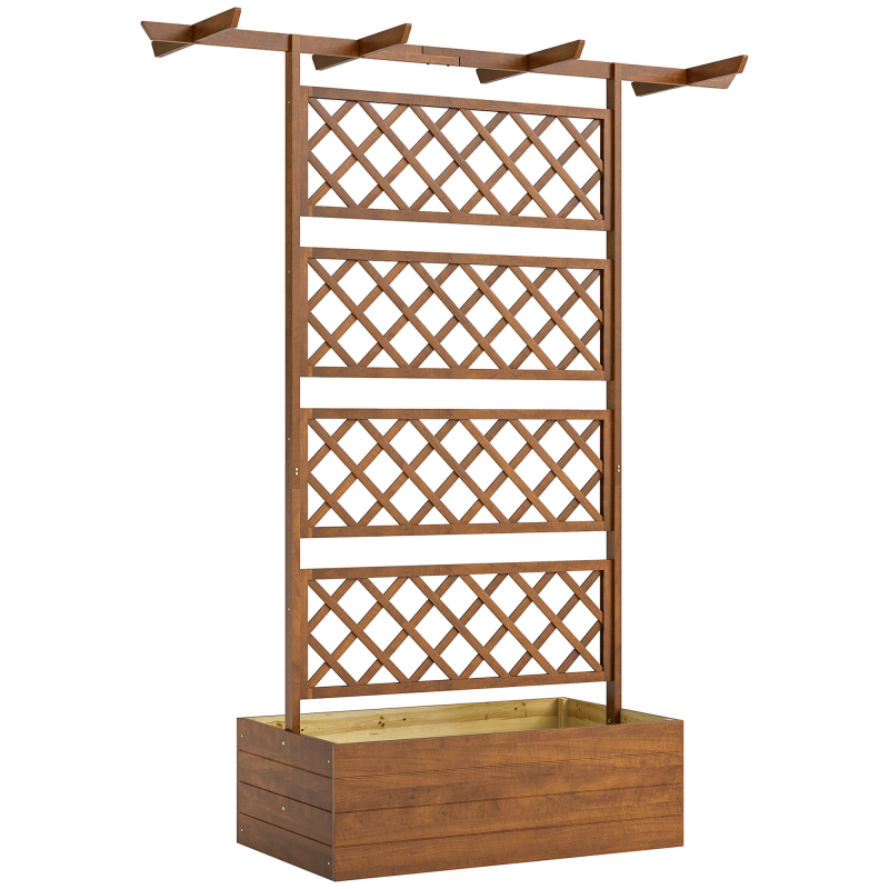 Outsunny Hochbeet mit Rankengitter Holz Gartenbeet mit Dach, Pflanzbeet für Kletterpflanzen, Frühbeet für Garten, Balkon, 160 x 55 x 183 cm Orange Aosom – Bild 1 von 2
