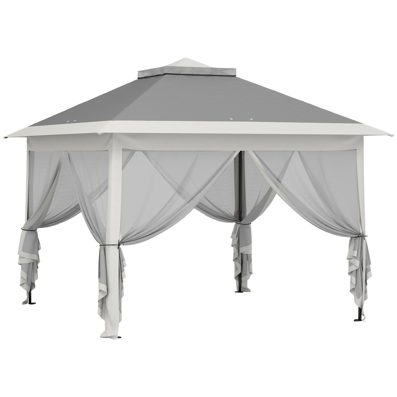 Outsunny Pavillon 3,3x3,3m, wasserabweisend Winterfest Pop-up Faltpavillon mit Doppeldach, UV Schutz, Faltbar Partyzelt Gartenzelt mit Seitenteilen, Tasche Gartenpavillon für Camping Garten Dunkelgrau Aosom – Bild 1 von 2