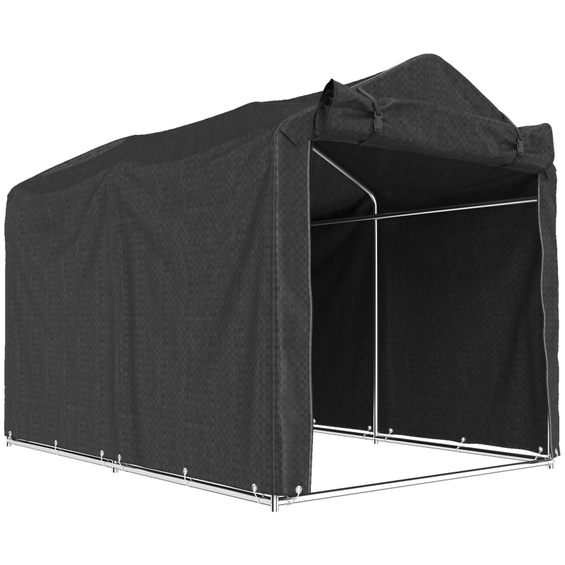 Outsunny Garagenzelt, wasserdicht Zeltgarage mit Rolltür, UV-beständig Fahrradabdeckung Gerätehaus Gerätezelt, Foliengerätehaus Fahradgarage für Terrasse, Garten, 220 x 157 x 165 cm Schwarz Aosom – Bild 1 von 2
