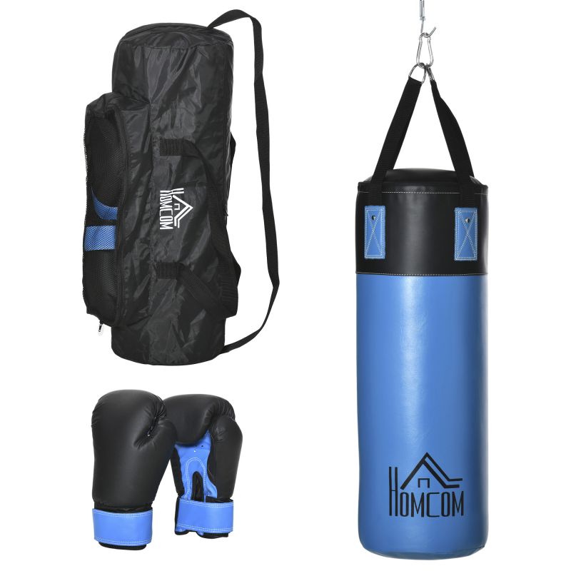 HOMCOM Boxhandschuhe gefüllt 100 KG Ø25 x 120 cm blau für Boxtraining und Fitness Aosom.de – Bild 1 von 2