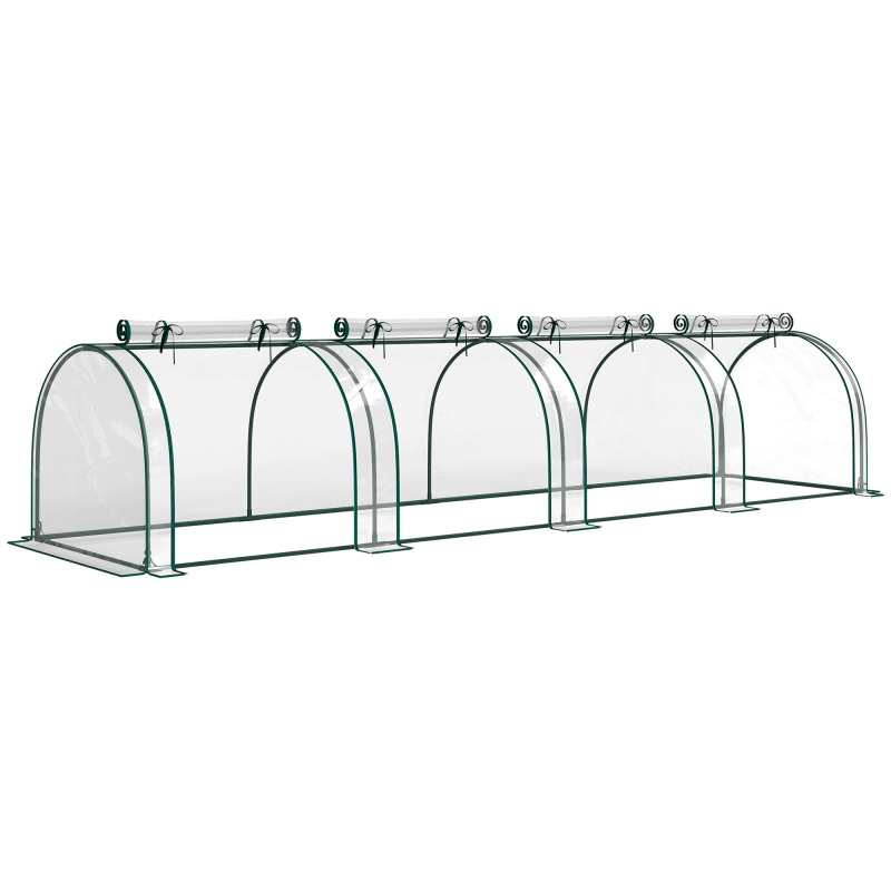 Outsunny Foliengewächshaus Treibhaus Gewächshaus mit Tür Frühbeet Pflanzenaufzucht Pflanzenhaus Folie Stahl PVC Transparent 395 x 100 x 80 cm Aosom – Bild 1 von 2