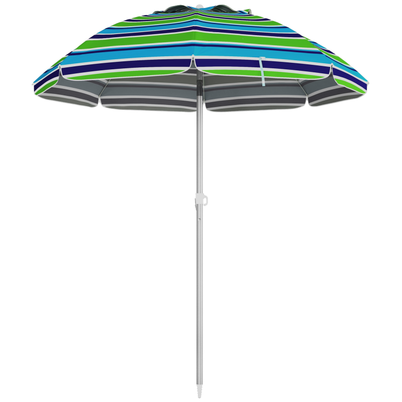 Outsunny Sonnenschirm Strand Ø178 cm UV 40+ windfest stabil Strandschirm Höhenverstellbarer Balkon-Schirm mit Neigung Belüftung Tragetasche Gartenschirm für Reisen Strand Balkon Camping Mehrfarbig Aosom – Bild 1 von 2