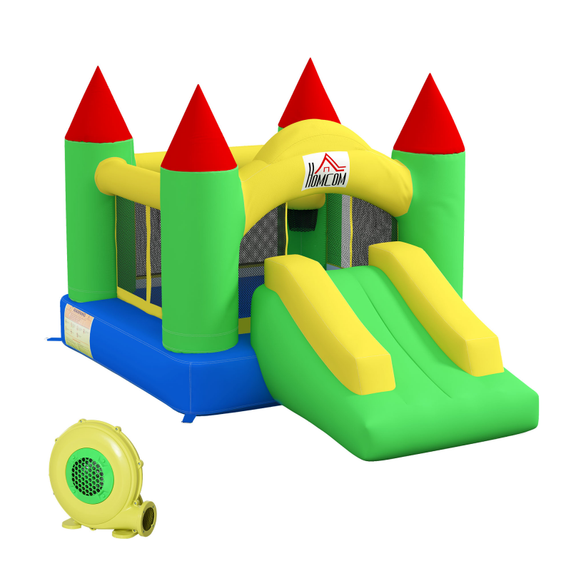 HOMCOM Hüpfburg aufblasbar Gebläse Kinderhüpfburg Spielburg Rutsche Trampolin Sicherheitsnetz 3-10 Jahre Oxford 300x180x160cm Aosom – Bild 1 von 2