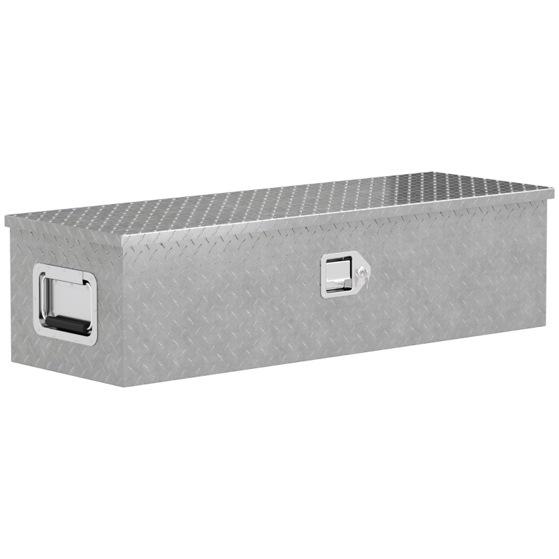 HOMCOM Gerätekasten Aufbewahrungskiste aus Aluminium mit Seitengriffen, Schloss und Schlüsseln, LKW-Werkzeugkasten, Lagerungsbox für Anhänger, 99 x 33 x 25,5 cm Aosom – Bild 1 von 2