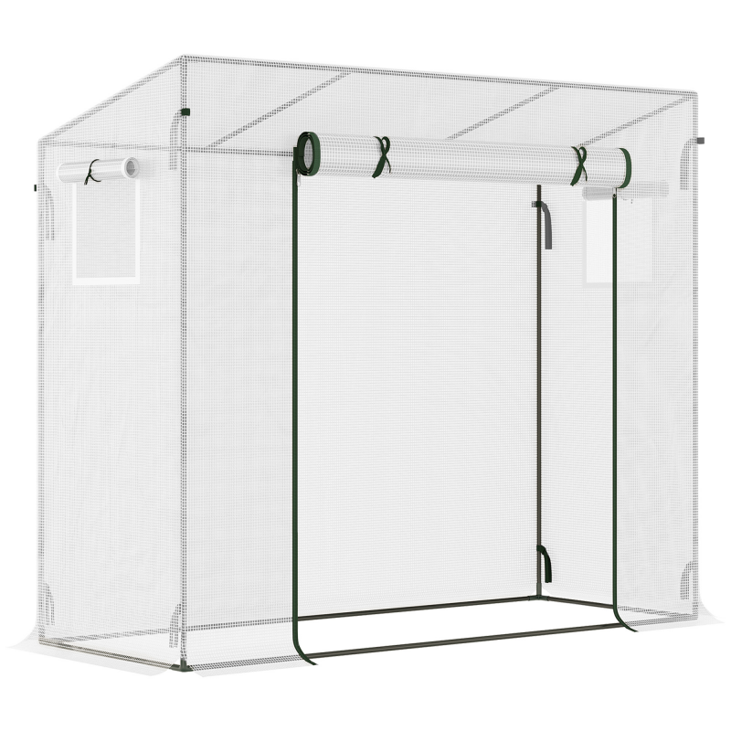 Outsunny Gewächshaus Foliengewächshaus 200x68x196cm mit Rolltür & Seitenfenster, winddicht, Stahl & PE, ideal für Gartenpflanzen Aosom.de – Bild 1 von 2