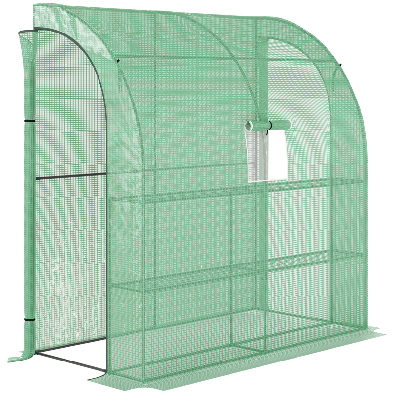 Outsunny Foliengewächshaus Treibhaus 200 x 100 x 215 cm mit 2 Türen, UV-Schutz, Stahl & PE für Pflanzenaufzucht, grün Aosom.de – Bild 1 von 2