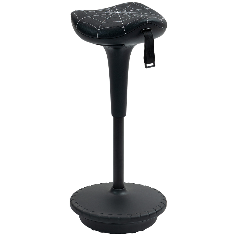 Vinsetto Bürohocker mit Schwenkfunktion, ergonomischer Hocker, höhenverstellbar 65,5-83,5 cm Arbeitshocker Sitzhocker groß Sockel, 120° neigbar Stehhocker, Anti-Rutsch, für Büro Arbeitszimmer, Schwarz Aosom – Bild 1 von 2