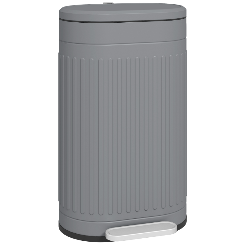 HOMCOM Mülleimer 30L Treteimer Abfalleimer mit Deckel und Fußpedal, Müllbehälter mit herausnehmbarem Inneneimer, Soft-Close-Funktion für Wohnzimmer, Büro, Grau, 36,5 x 31,2 x 60,8 cm Aosom – Bild 1 von 2