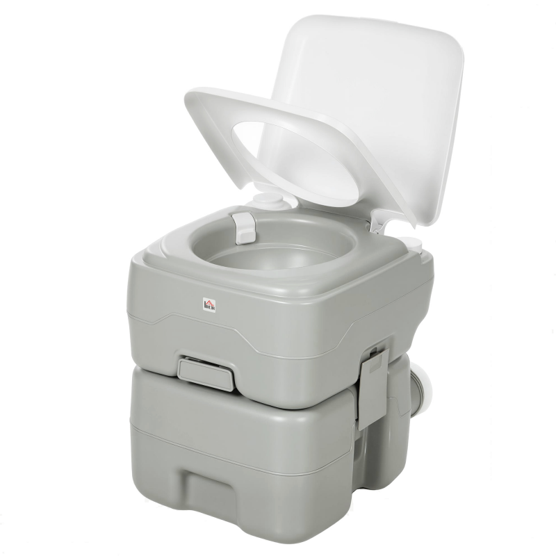 HOMCOM Campingtoilette Reisetoilette max. Tragkraft bis 147 kg 20L Trockentrenntoilette für Camping, Wandern, Reisen, Angeln Grau Aosom – Bild 1 von 2