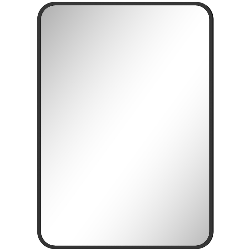 HOMCOM Badezimmerspiegel 50x70cm aus Glas, Moderner Wandspiegel mit Metallrahmen, Vertikal/Horizontal montierbar, für Schlafzimmer, Eingangsbereich, Wohnzimmer, Schwarz Aosom – Bild 1 von 2