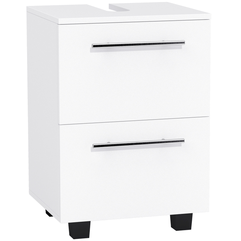 HOMCOM Waschbeckenunterschrank Unterschrank mit Schrankfach, Schublade, Waschtischunterschrank, Badunterschrank mit Kippschutz für wandmontierte Becken Weiß, 41,5 x 35,5 x 59 cm Aosom – Bild 1 von 2