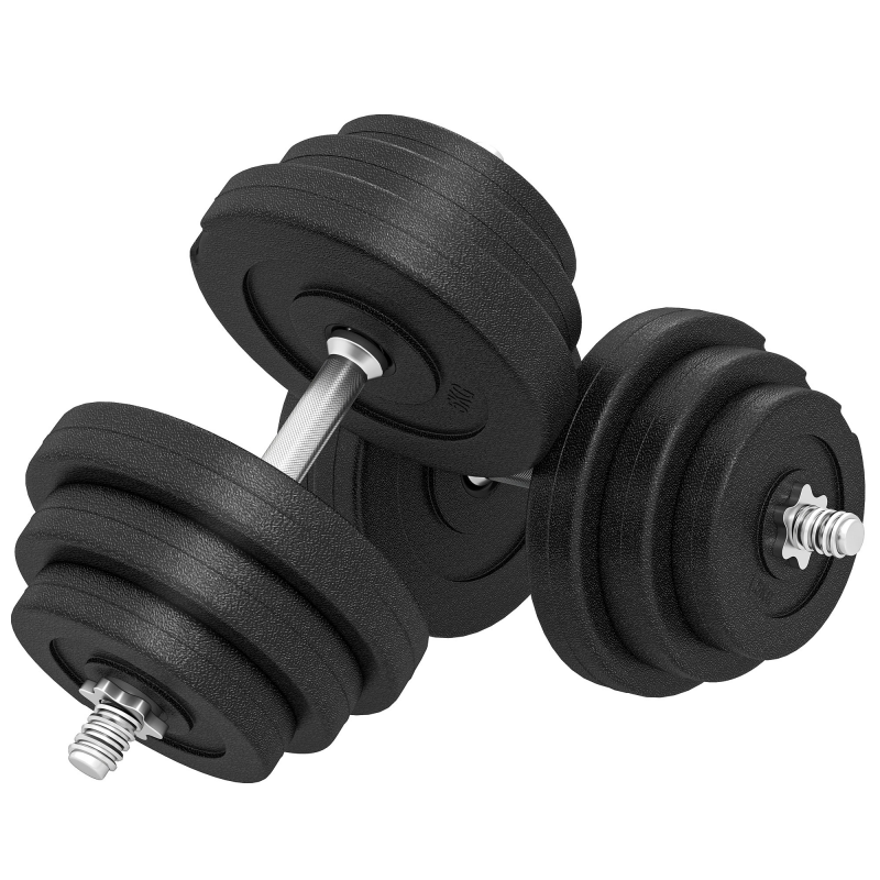 HOMCOM Kurzhantel-Set 40 kg, Hantelset Stahl, 2er Set Kurzhanteln mit 12 Hantelscheiben, bodenschonend, für Krafttraining, Fitness, Schwarz Aosom – Bild 1 von 2