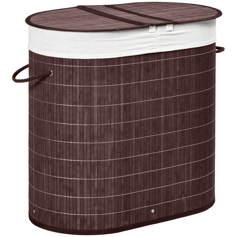 HOMCOM Wäschekorb 100L mit Deckel und Griff Wäschebox Wäschesammler 2 Wäschesäcken Wäschesortierer für Badezimmer aus Bambus Aosom.de – Bild 1 von 2