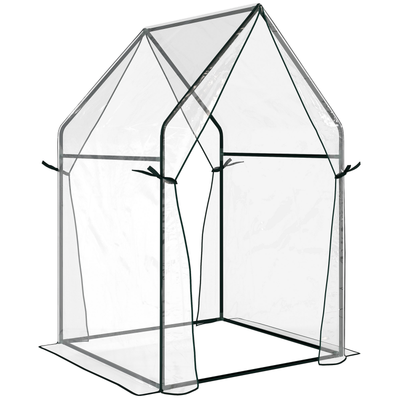 Outsunny Foliengewächshaus Treibhaus mit Doppeltür winddichtes Pflanzenhaus für Garten 90 x 90 x 145 cm aus PE transparent Aosom.de – Bild 1 von 2