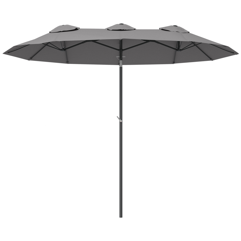 Outsunny Gartenschirm 285x147cm Marktschirm mit verstellbarem Neigungswinkel, Doppelsonnenschirm, Winddach, für Terrasse, Grau Aosom – Bild 1 von 2