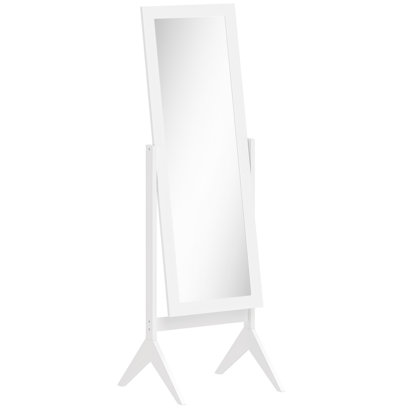 HOMCOM Standspiegel Eleganter Ganzkörperspiegel mit erhöhten Füßen, Pflegeleichtes MDF, Weiß, 47x46x148cm für Schlafzimmer & Flur Aosom.de – Bild 1 von 2