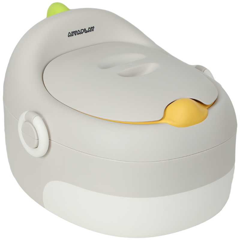 AIYAPLAY 3-in-1 Kindertopf, abnehmbar Kindertöpfchen, Töpfchen mit Griffe, für Kinder 6-72 Monaten, bis 50 kg belastbar, Kunststoff, Kunstleder, Grau Aosom – Bild 1 von 2
