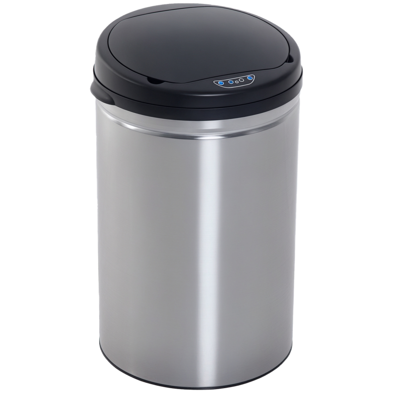 HOMCOM Automatik Sensor Mülleimer Abfalleimer IR Sensor, Rund, 30L, Optionaler Inneneimer, Edelstahl Aosom – Bild 1 von 2