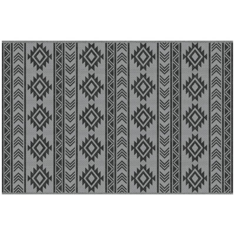 Outsunny Outdoor-Teppich 182 x 274 cm, wasserdichter Teppich, PP Teppich, Balkonteppich Grau, für Terrasse, Camping Aosom.de – Bild 1 von 2